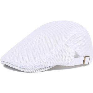 Mens Mesh Summer Flat Cap Adjustable Breathable Ivy Newsboy Driving Hat